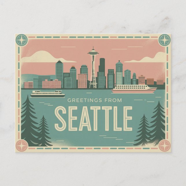 Vintage Seattle Postcard | Greetings from Seattle  (Front)