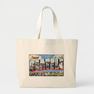 Vintage Seattle Postcard Large Tote Bag