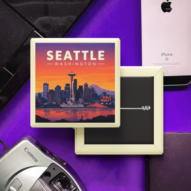 Vintage Seattle Washington 15 Cm Square Badge (Creator Uploaded)