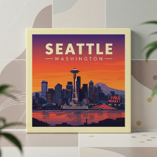 Vintage Seattle Washington Tile