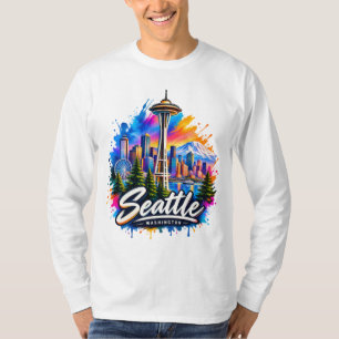 Vintage Seattle Washington Travel Urban Landmark T-Shirt