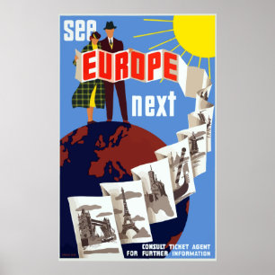 Vintage See Europe Next Travel Poster