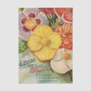 Vintage Seed Catalogue Gloxinias and Begonias Tissue Paper