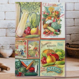 Vintage Seed Catalogue Montage Kitchen Towel