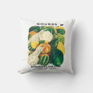 Vintage Seed Packet Art, Mixed Gourds Squash Cushion