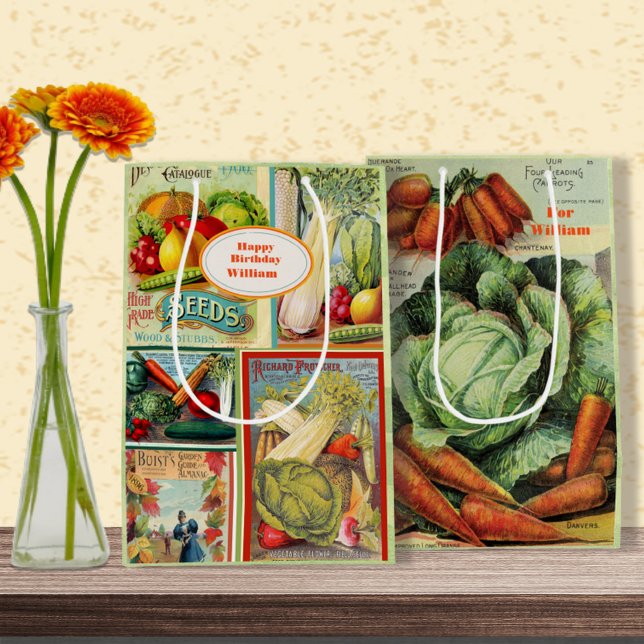 Vintage Seed Packet Birthday   Medium Gift Bag (Creator Uploaded)