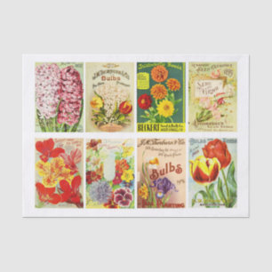 Vintage Seed Packet Collection Decoupage Collage Tissue Paper