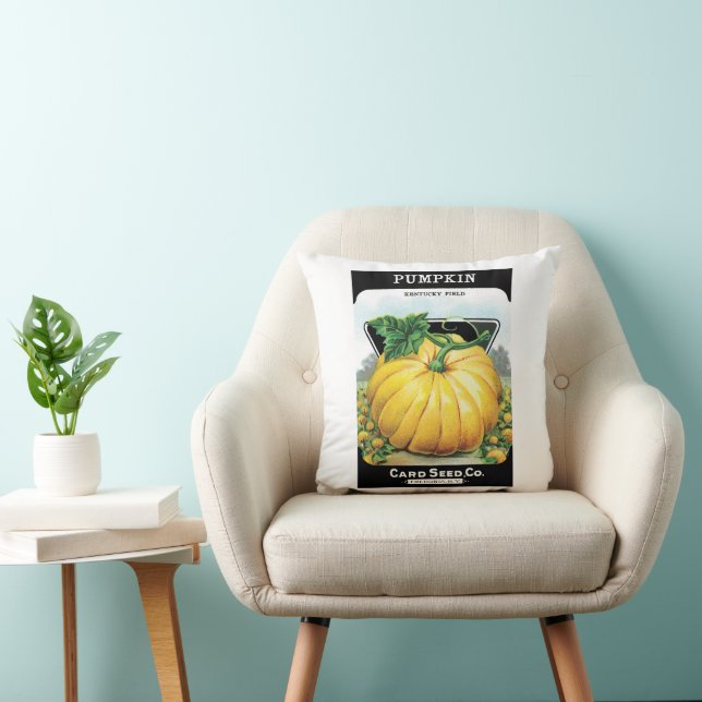 Vintage Seed Packet Label Art, Halloween Pumpkin Cushion (Chair)