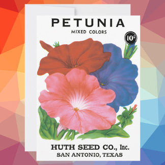 Vintage Seed Packet Label Art, Petunia Flowers