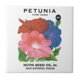 Vintage Seed Packet Label Art, Petunia Flowers Tile
