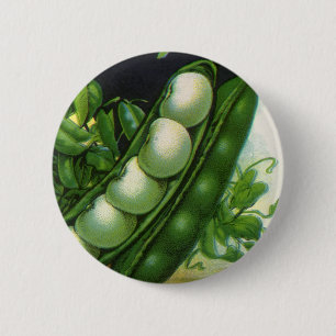 Vintage Seed Packet Label Art, Pole Lima Beans 6 Cm Round Badge