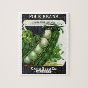 Vintage Seed Packet Label Art, Pole Lima Beans Jigsaw Puzzle