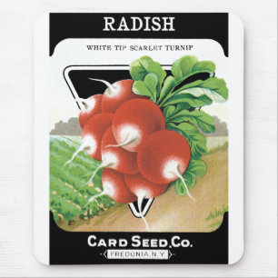 Vintage Seed Packet Label Art, Scarlet Radishes Mouse Pad