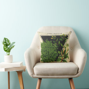 Vintage Seed Packet Label Art Sweet Marjoram Herbs Cushion