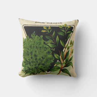 Vintage Seed Packet Label Art Sweet Marjoram Herbs Cushion