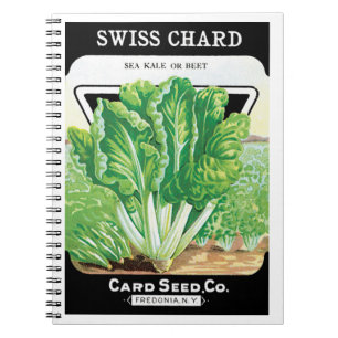 Vintage Seed Packet Label Art, Swiss Chard Veggies Spiral Notebook