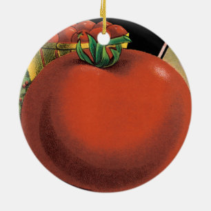 Vintage Seed Packet Label Art, Tomato Pomodoro Ceramic Tree Decoration