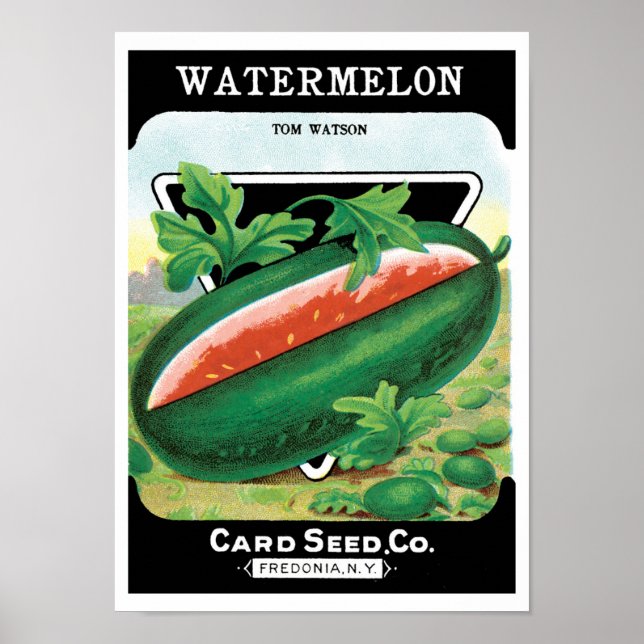 Vintage Seed Packet Label Art, Watermelons Fruit Poster (Front)
