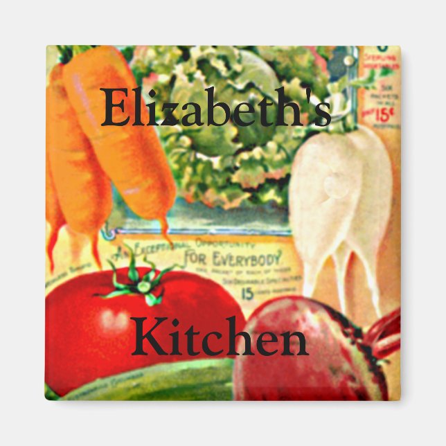 Vintage Seed Packet-Vegetables Personalise it! Magnet (Front)