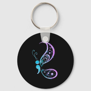 Vintage semicolon butterfly semi-colon tattoo key ring