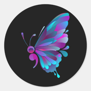 Vintage Semicolon Butterfly Semi-colon Tattoo Ment Classic Round Sticker