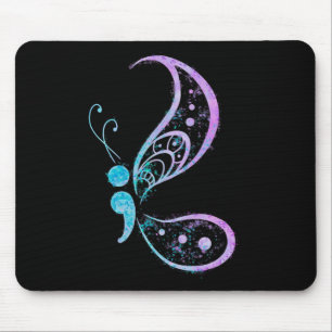 Vintage Semicolon Butterfly Semi-colon Tattoo Ment Mouse Pad