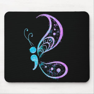 Vintage semicolon butterfly semi-colon tattoo mouse pad