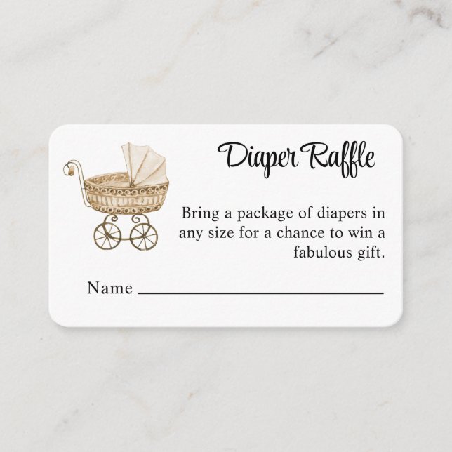 Vintage Sepia Baby Buggy Diaper Raffle Enclosure Card (Front)
