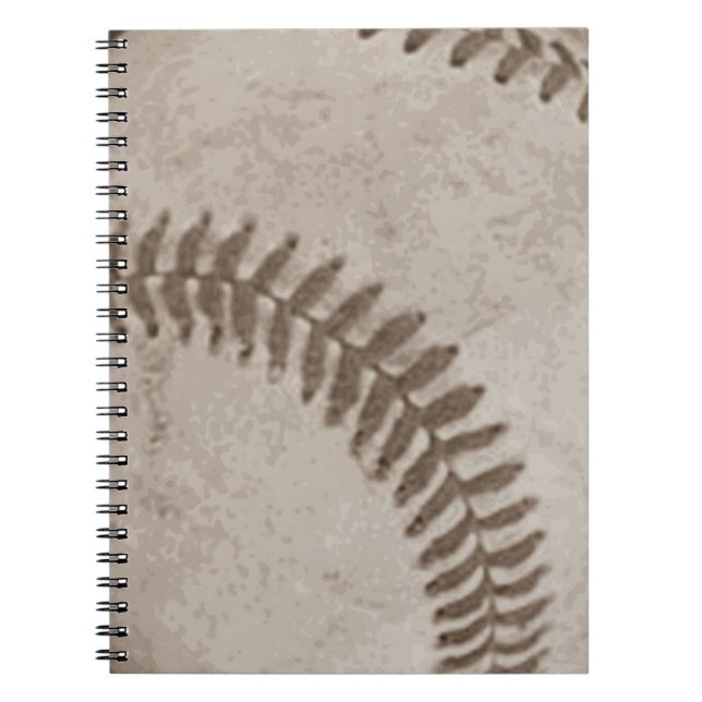 Vintage Sepia Baseball Spiral Notebook (Front)