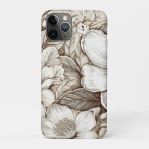 Vintage Sepia Botanical Floral Engraving Ivory Case-Mate iPhone Case