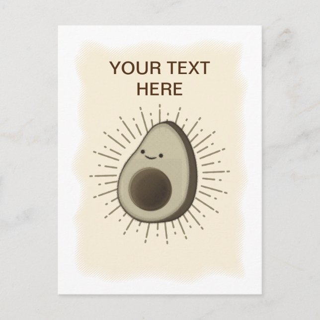 Vintage Sepia Cartoon Avocado Postcard (Front)