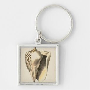 Vintage Sepia Conch Shell Key Ring