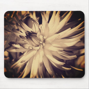 Vintage Sepia Dahlia Flower Mouse Pad