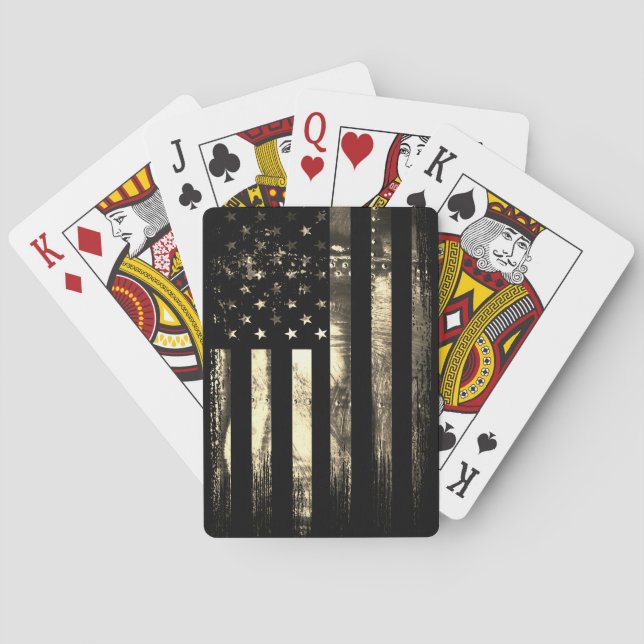 Vintage Sepia Desert Military American Flag Playing Cards (Back)
