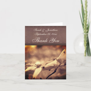 Vintage Sepia Dogwood Flower Personalised Wedding  Thank You Card