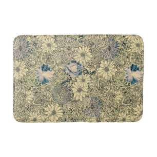 Vintage Sepia Floral Bath Mat