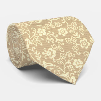 Vintage Sepia Floral | Golden Retro Yellow Gold Tie