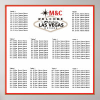 Vintage Sepia Las Vegas Wedding Seating Chart