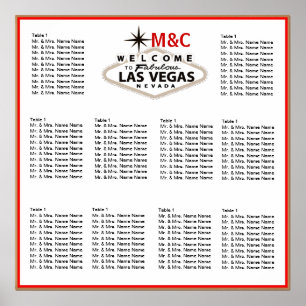 Vintage Sepia Las Vegas Wedding Seating Chart