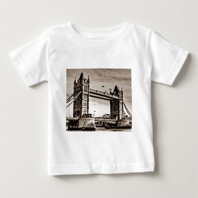 Vintage Sepia London Tower Bridge Baby T-Shirt (Front)
