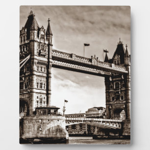 Vintage Sepia London Tower Bridge Plaque