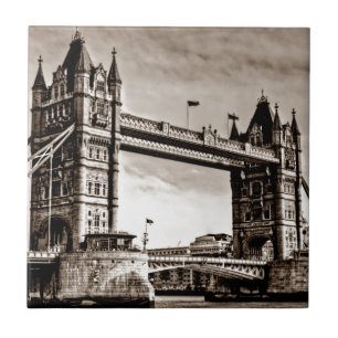 Vintage Sepia London Tower Bridge Tile