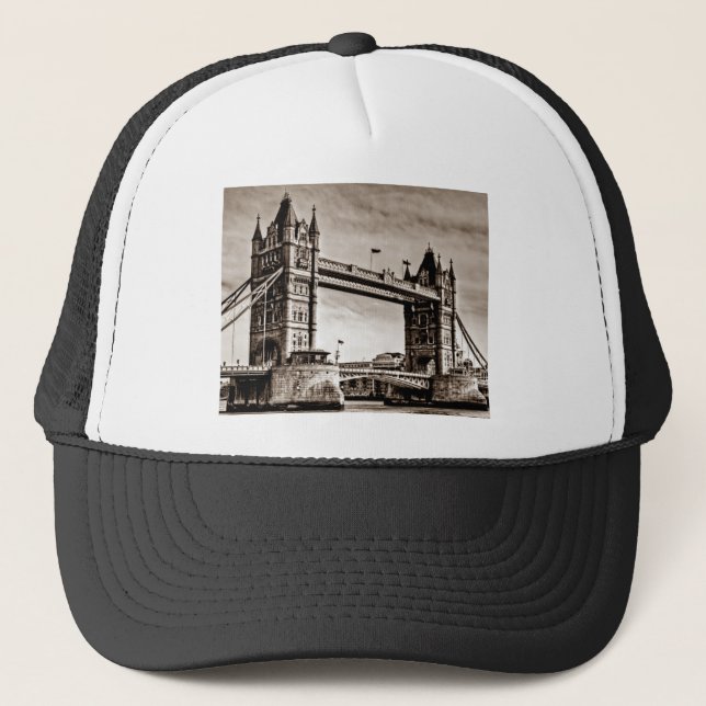 Vintage Sepia London Tower Bridge Trucker Hat (Front)