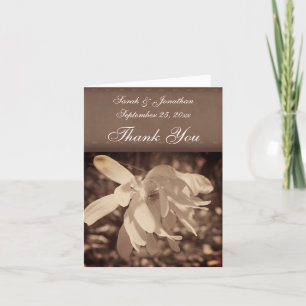 Vintage Sepia Magnolia Flower Wedding  Thank You Card
