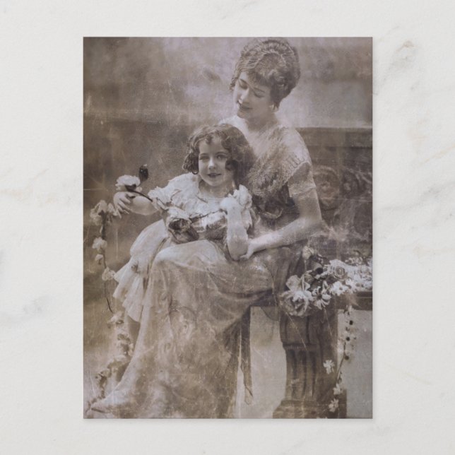 Vintage Sepia Mother & Child Portrait  Postcard (Front)