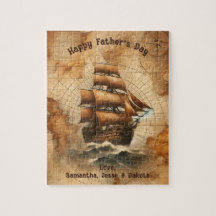 Vintage Sepia Nautical Map and Sailing Ship