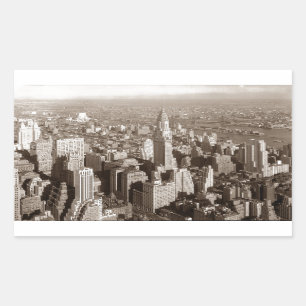 Vintage Sepia Tone New York Rectangular Sticker