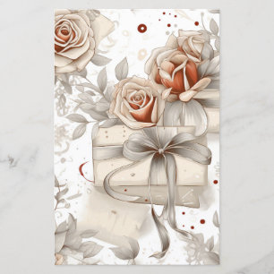 Vintage  Sepia Toned Rose decoupage scrapbook 