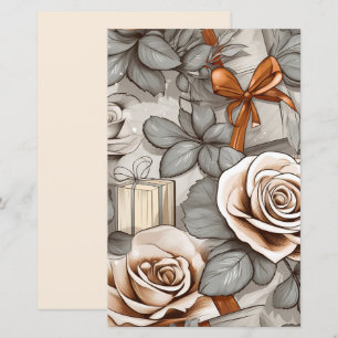 Vintage  Sepia Toned Rose decoupage scrapbook 
