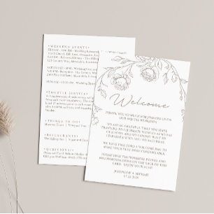 Vintage Sepia Wedding Itinerary & Welcome Letter  Card